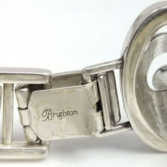Vintage Brighton Contempo Open Oval Scroll Link Silver Plate Bracelet, Panel - Picture 5 of 8